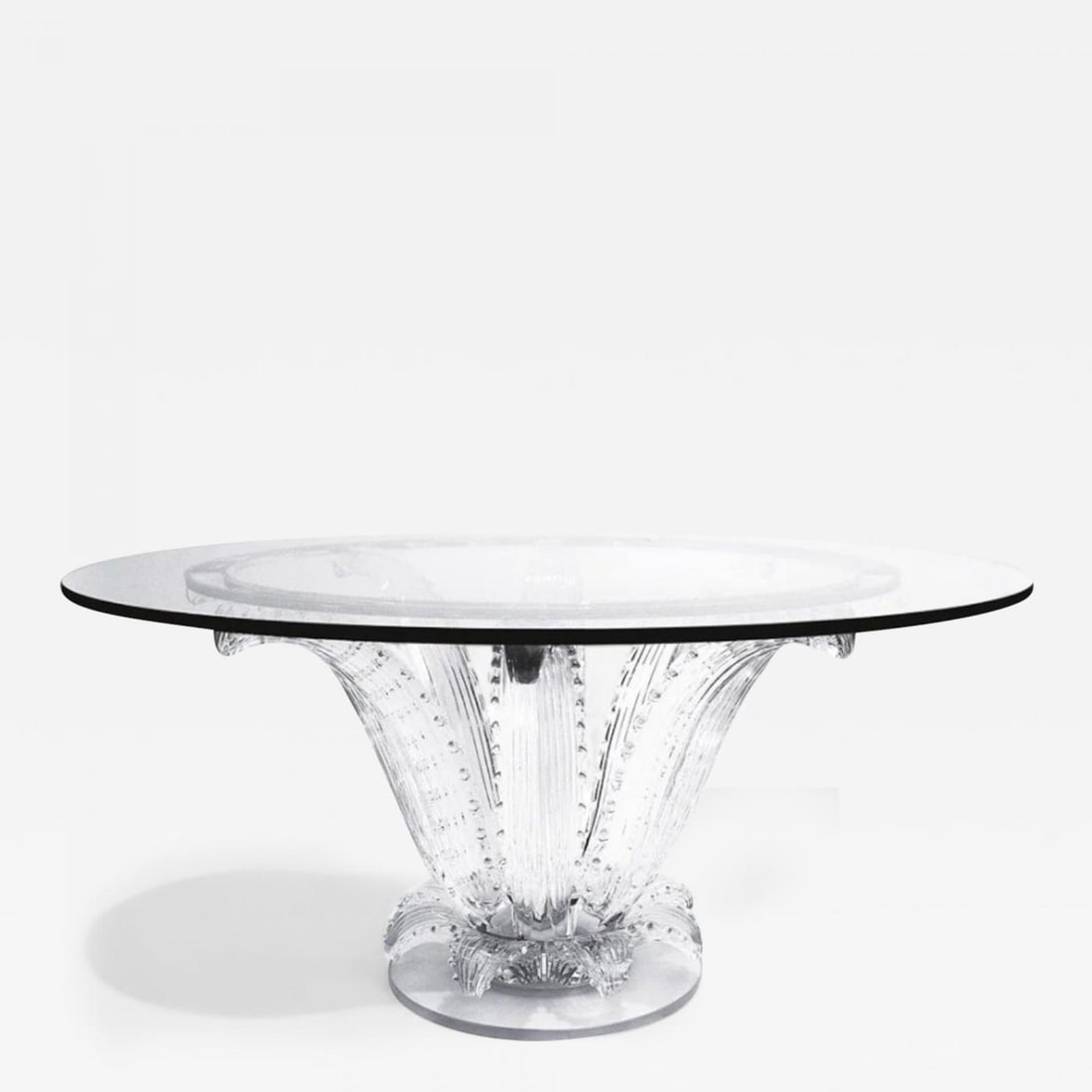 Lalique, Modern Cactus Center Table, Clear Crystal, 72" Glass, France, 1984: Title: Lalique, Modern Cactus Center Table, Clear Crystal, 72" Glass, France, 1984Description: Lalique, Modern Cactus Center or Dining Table, Clear Crystal, 72" Glass, France, 1984 The Cactus table, d