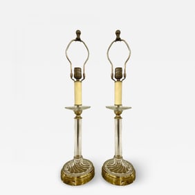 Mid Century Modern Pair of Baccarat Style Table Lamps, Crystal, 1960s