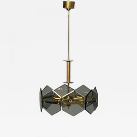 Gino Paroldo, Fontana Arte, Italian Mid-Century Modern, Chandelier, Brass, Glass