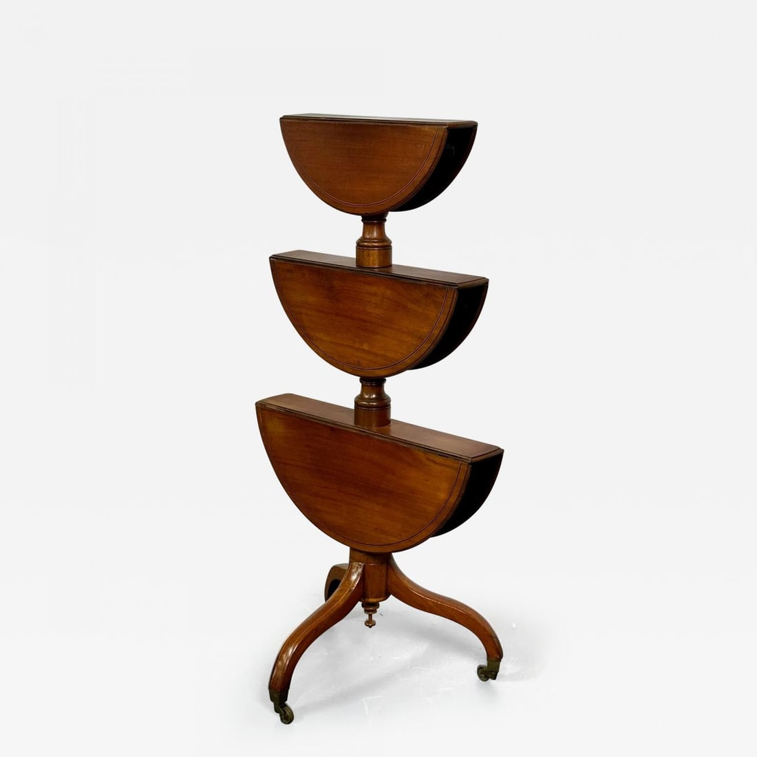 19th Century Mahogany Inlaid Three-Tier Dumbwaiter / Dessert Stand (1 of 12)