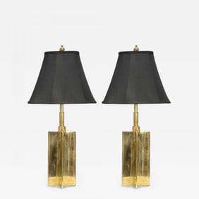 Jean Michel Frank Style, Mid-Century Modern, Bronze, Table Lamps, 1970s