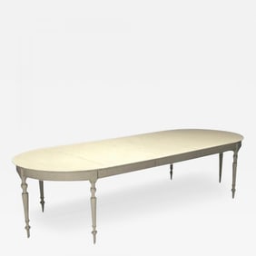 Gustavian, Large Swedish Dining Table, Gray Paint Distressed, Sweden, 1970s