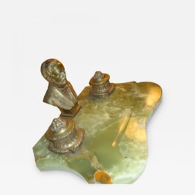 Onyx and Bronze Inkwell Desk Set