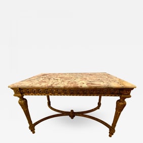 Center Table or Console Louis XVI Jansen Style Stunning Marble Top Gilt Base