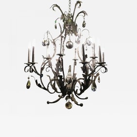 Palatial Silver Distressed Rustic Metal Chandelier by Schonbek