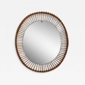 Italian Mid-Century Modern, Wall Mirror, Bamboo, Cane, Rattan, Italy, 1960s