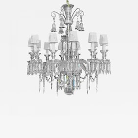 Baccarat Style Chandelier, Crystal, 12 Light, Hollywood Regency, Monumental
