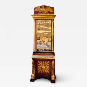 Carved Mahogany and Giltwood Neoclassical Console with Mirror by P.G Bylanders