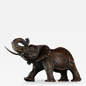 Modern African Elephant Sculpture, Hot Cast Bronze, American, 21st C.