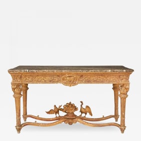 Italian Louis XVI Style Giltwood Console / Center Table, Hand Carved, Figural