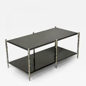 Modern Two Tier Maison Bagues Style Coffee / Low Table, Black Granite