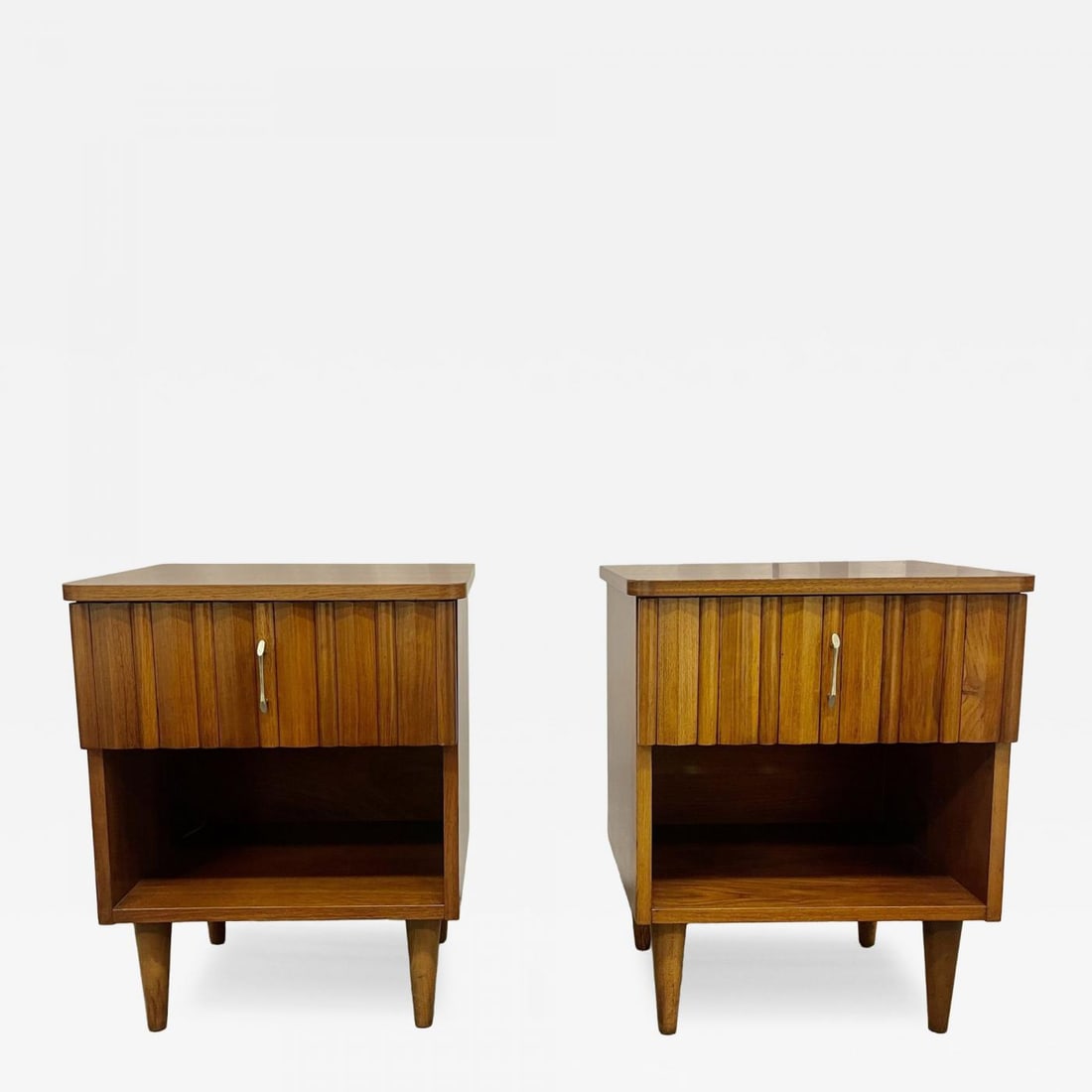 Pair Mid-Century Open Nightstands, Side/End Tables, American, Walnut,1960s (1 of 7)