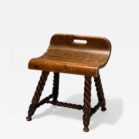 Swedish Mid-Century Modern, Provincial Milking Stool, Oak, Sweden, 1900s