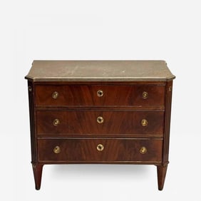 Gustavian, Louis XVI Style, Small Swedish Chest, Brass, Marble, Sweden, 1970s
