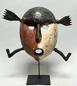 Inuit - Yua Mask made by the Yupik People who live on the West Coast of Alaska.: Yua Mask made by the Yupik People who live on the West Coast of Alaska. are famous for their craftsmanship of ceremonial masks. Their aspect varies depending on their use, ranging from little finger m