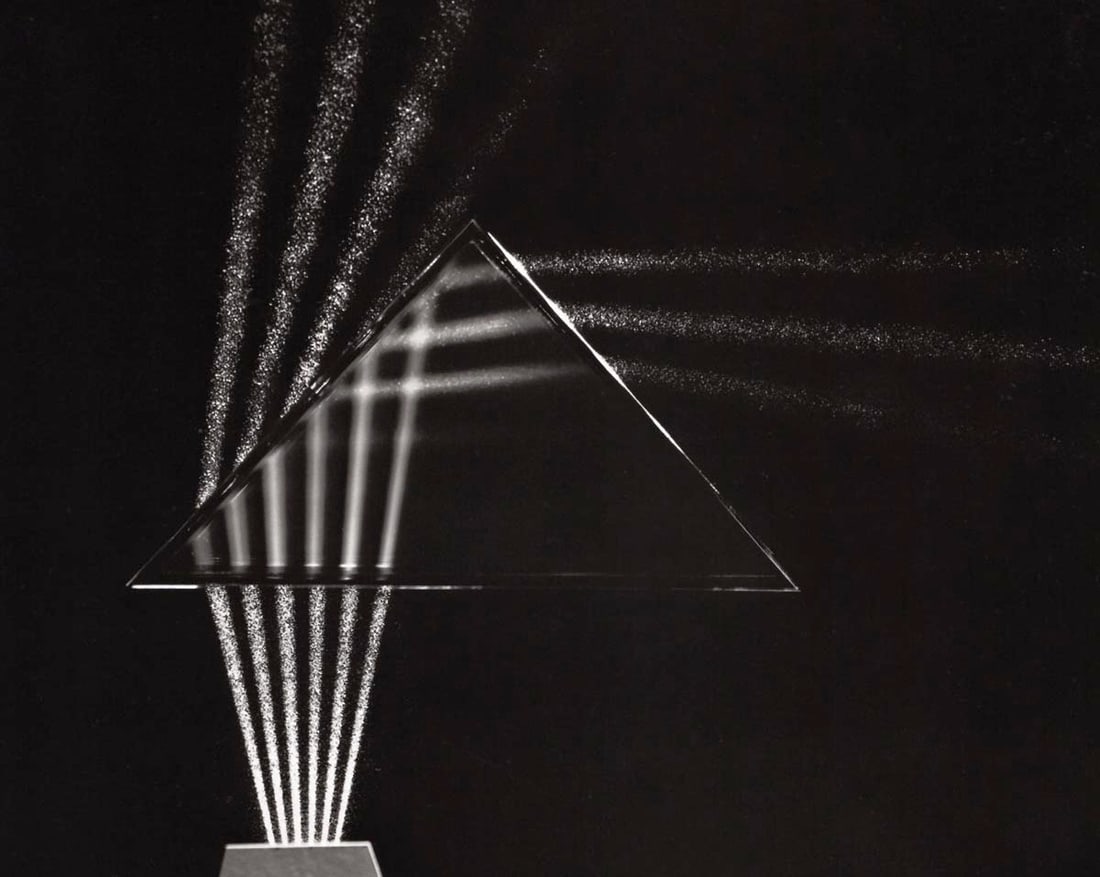 BERENICE ABBOTT - Light Rays through a prism, MA, 1958-61: Title: BERENICE ABBOTT - Light Rays through a prism, MA, 1958-61 Description: Artist: BERENICE ABBOTT Print Title: Light Rays through a prism, MA, 1958-61 Medium: Duotone Photolithograph Printed in: J