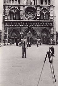 ROBERT DOISNEAU - Man in front of Notre Dame, 1956: Title: ROBERT DOISNEAU - Man in front of Notre Dame, 1956 Description: Artist: ROBERT DOISNEAU Print Title: Man in front of Notre Dame, 1956 Medium: Sheet-fed Gravure Printing Date: 1960's Printed in