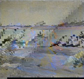 Oil painting Sailors in the port Malyarenko Igor Alekseevich: NoVern 757 *** ABOUT THIS PAINTING *** * TITLE: "Sailors in the port" * ARTISTS: Malyarenko Igor Alekseevich * SIZE: 42x46 cm/'16.53x18.11 inches' * MEDIUM: oil, canvas * HAND PAINTED: Original painti