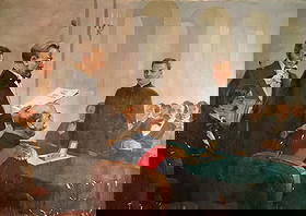 Oil painting Graduation: NoVern 976 *** ABOUT THIS PAINTING *** * TITLE: "Graduation" * ARTISTS: Yarovoy Stepan Kalinovich * SIZE: 143x189 cm/'56.29x74.40 inches' * MEDIUM: oil, canvas * HAND PAINTED: Original painting from o