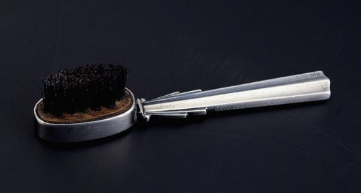 Harald Nielsen for Georg Jensen Pyramid, rare art deco miniature brush in sterling silver.