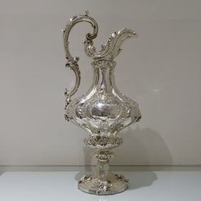 Mid 19th Century Antique Victorian Large Sterling Silver Wine Ewer London 1857 Edward & John Barnard