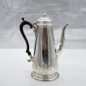 Early 19th Century Antique Victorian Sterling Silver Coffee Pot London 1837 John Wrangham & William