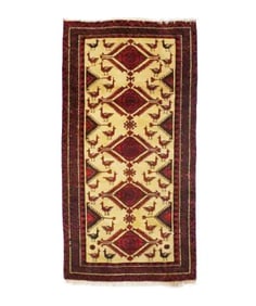 Semi Antique Beige Tribal 3X6 Balouch Hamedan Persian Rug