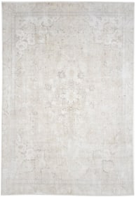 Antique Muted Beige Floral 8X12 Distressed Vintage Oriental Rug