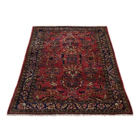Ruby Red Antique Persian Lilihan Clean Hand Knotted Pure Wool Rug