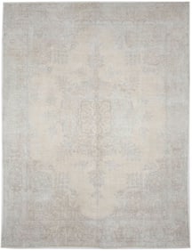 Antique Muted Beige Floral 9'5X12'7 Distressed Vintage Oriental Rug