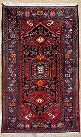 Hand-Knotted Antique Persian Zanjan Tribal Geometric Wool Oriental Area Rug 4'6" x 7'8"