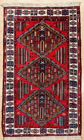 Antique Persian Hand-Knotted Balouch Geometric Wool Tribal Oriental Area Rug 3'9" x 6'2"
