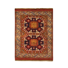 Vermilion Red, Antique Turkish Bergama 100% Wool Hand Knotted Rug