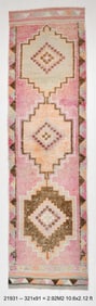 2'11'' x 10'6'' Handmade Vintage Wool Rug - 21931