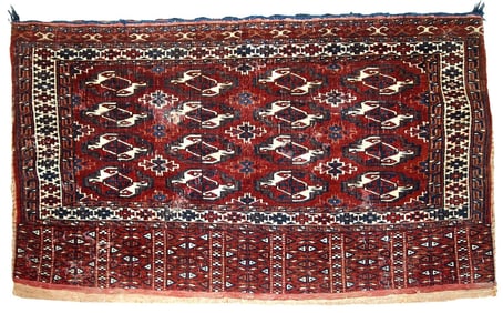 Handmade antique Turkmen Yomud torba bag 2.2' x 3.8' (70cm x 118cm) 1900s