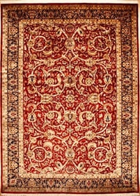 Hand Knotted Indo-Tabriz Red Wool Oriental Area Rug Carpet 9'11" x 13'11"