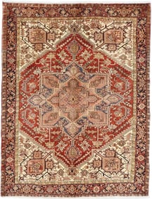 Vintage Rusty Red Geometric 7X9 Heriz Persian Rug