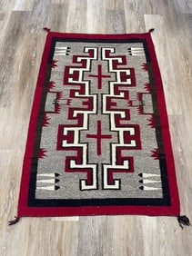 Vintage Navajo Afghan /Throw Rug-5316