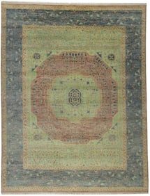 Coral Red Geometric 9X12 Mamluk Oriental Rug