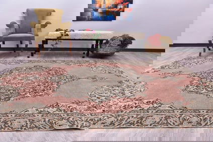 6'0'' x 8'9'' Handmade Vintage Wool Rug - 244696