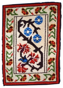 Vintage French Savonnerie rug 2.5' x 3.5' (77cm x 106cm) 1970s