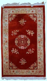 Handmade vintage Art Deco Chinese rug 3.9' x 6.5' (120cm x 200cm) 1970s