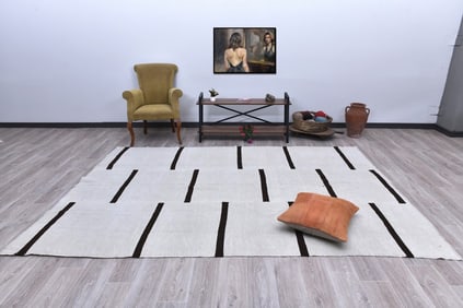 6'7'' x 9'10'' Turkish Hemp Kilim Rug - 242107