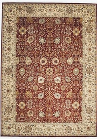 Hand Knotted Indo-Tabriz Red Wool Oriental Area Rug Carpet 9'11" x 13'10"