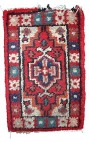 Handmade vintage Persian Hamadan rug 1.4' x 2.2' (42cm x 68cm) 1960s