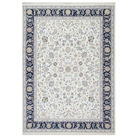 Spring White, Wool and Silk, Nain Design, 250 KPSI, Hand Knotted Rug