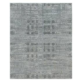Ash Gray, Natural Wool, Modern Design, Hand Knotted, Oriental Rug