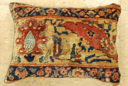 Hand-Made antique rug Pillow Cushion Rug 1'2" x 1' 8"