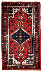 Handmade vintage Persian Hamadan rug 2.4' x 4.5' (74cm x 140cm) 1970s