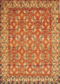 Hand Knotted Mamluk Geometric Oriental Area Rug Wool Carpet 10'1" x 14'2"
